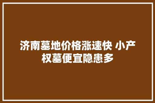 济南墓地价格涨速快 小产权墓便宜隐患多
