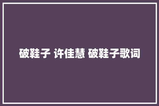 破鞋子 许佳慧 破鞋子歌词