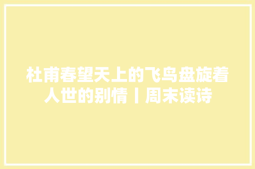 杜甫春望天上的飞鸟盘旋着人世的别情丨周末读诗
