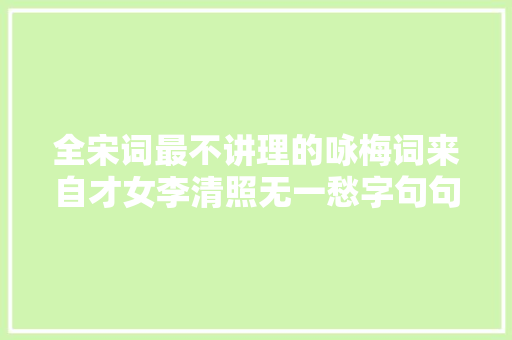 全宋词最不讲理的咏梅词来自才女李清照无一愁字句句写愁