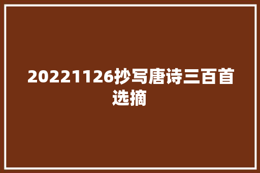 20221126抄写唐诗三百首选摘