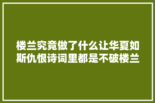 楼兰究竟做了什么让华夏如斯仇恨诗词里都是不破楼兰终不还