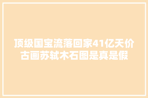 顶级国宝流落回家41亿天价古画苏轼木石图是真是假