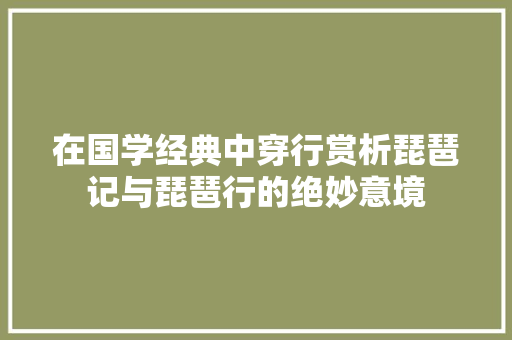 在国学经典中穿行赏析琵琶记与琵琶行的绝妙意境
