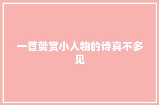 一首赞赏小人物的诗真不多见
