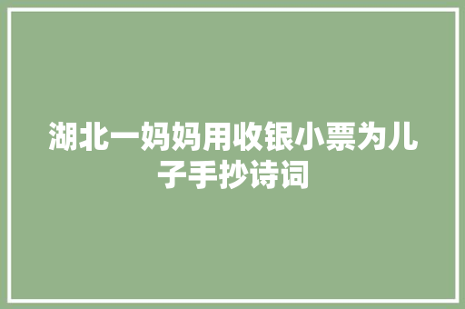 湖北一妈妈用收银小票为儿子手抄诗词