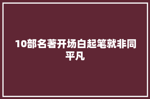 10部名著开场白起笔就非同平凡
