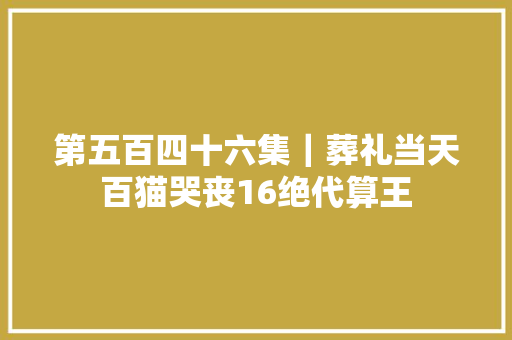 第五百四十六集｜葬礼当天百猫哭丧16绝代算王