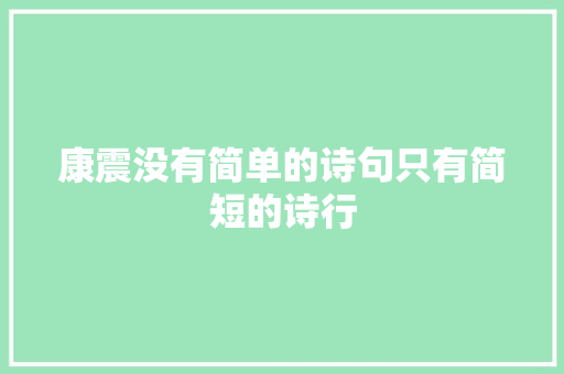 康震没有简单的诗句只有简短的诗行