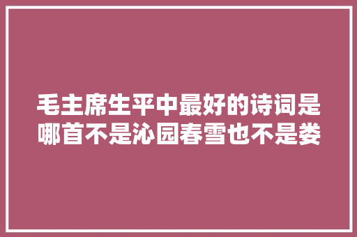 毛主席生平中最好的诗词是哪首不是沁园春雪也不是娄山关