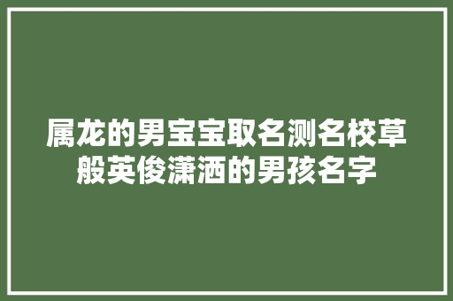 属龙的男宝宝取名测名校草般英俊潇洒的男孩名字