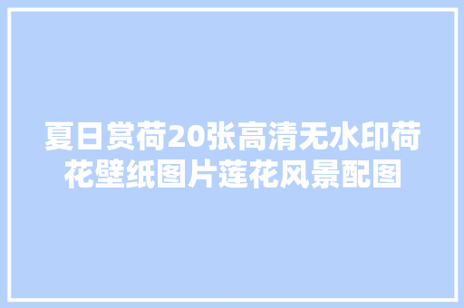 夏日赏荷20张高清无水印荷花壁纸图片莲花风景配图