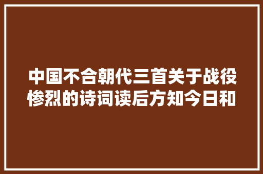中国不合朝代三首关于战役惨烈的诗词读后方知今日和平弥足宝贵