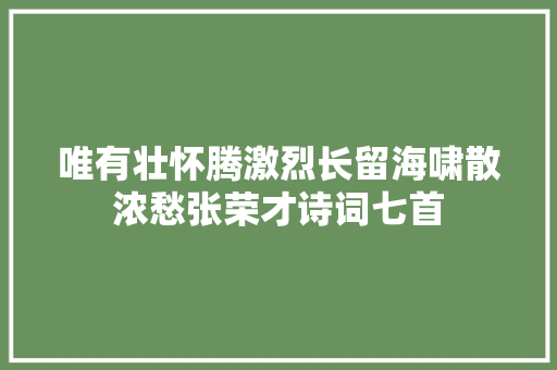 唯有壮怀腾激烈长留海啸散浓愁张荣才诗词七首