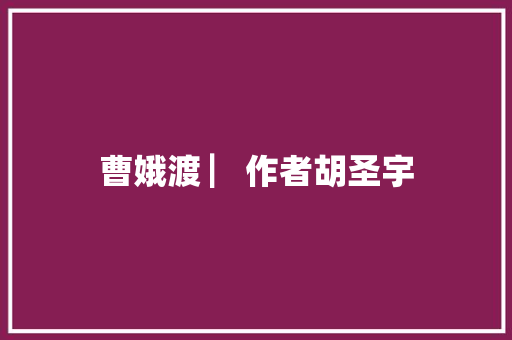 曹娥渡 ▏作者胡圣宇