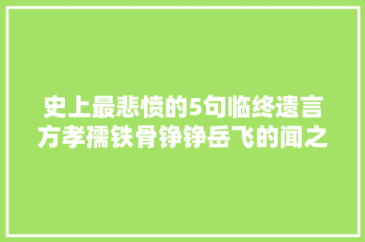 史上最悲愤的5句临终遗言方孝孺铁骨铮铮岳飞的闻之落泪