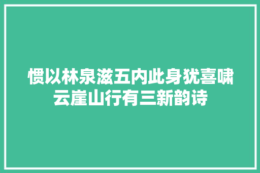惯以林泉滋五内此身犹喜啸云崖山行有三新韵诗