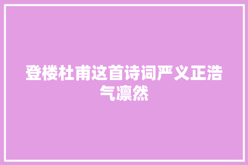 登楼杜甫这首诗词严义正浩气凛然