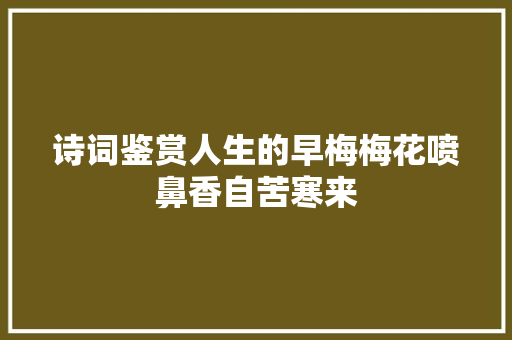 诗词鉴赏人生的早梅梅花喷鼻香自苦寒来
