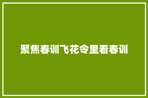 聚焦春训飞花令里看春训 聚焦春训飞花令里看春训