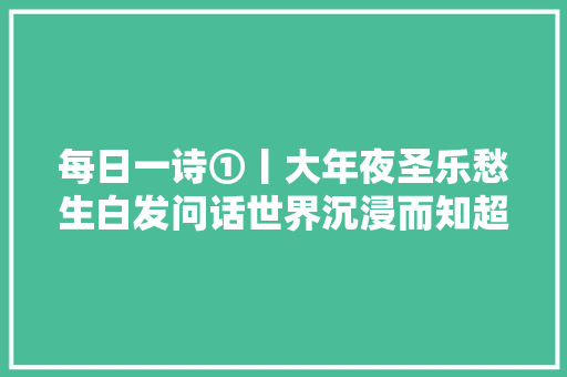 每日一诗①丨大年夜圣乐愁生白发问话世界沉浸而知超然。