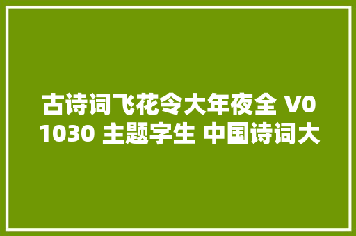 古诗词飞花令大年夜全 V01030 主题字生 中国诗词大年夜会诗词库集锦
