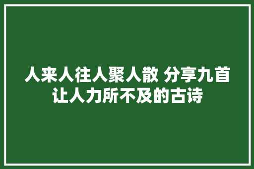 人来人往人聚人散 分享九首让人力所不及的古诗