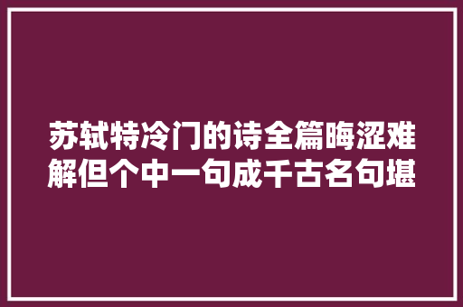 苏轼特冷门的诗全篇晦涩难解但个中一句成千古名句堪称经典