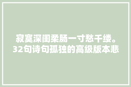 寂寞深闺柔肠一寸愁千缕。32句诗句孤独的高级版本悲凉伤感