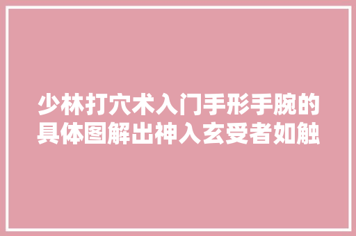 少林打穴术入门手形手腕的具体图解出神入玄受者如触雷电