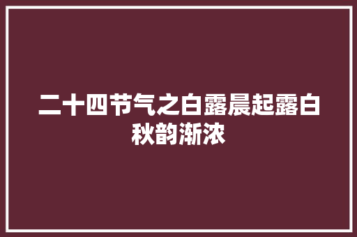 二十四节气之白露晨起露白秋韵渐浓 二十四节气之白露晨起露白秋韵渐浓