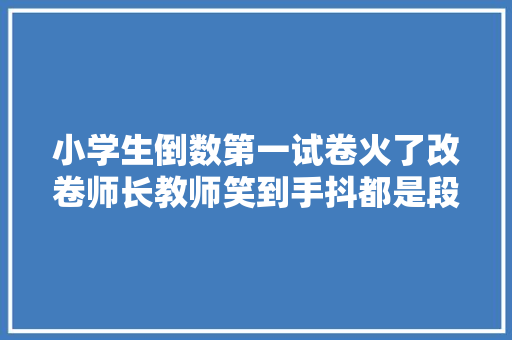 小学生倒数第一试卷火了改卷师长教师笑到手抖都是段子手啊