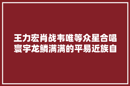 王力宏肖战韦唯等众星合唱寰宇龙鳞满满的平易近族自满感