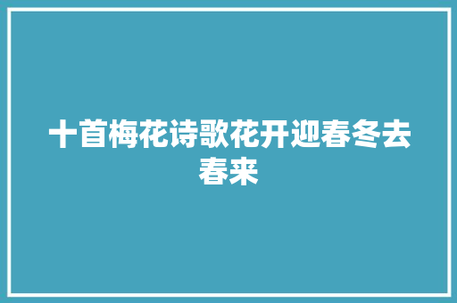 十首梅花诗歌花开迎春冬去春来