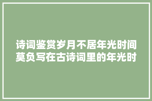 诗词鉴赏岁月不居年光时间莫负写在古诗词里的年光时间​