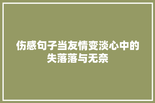 伤感句子当友情变淡心中的失落落与无奈