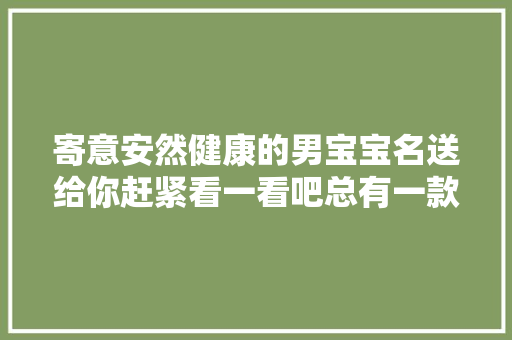寄意安然健康的男宝宝名送给你赶紧看一看吧总有一款适合你