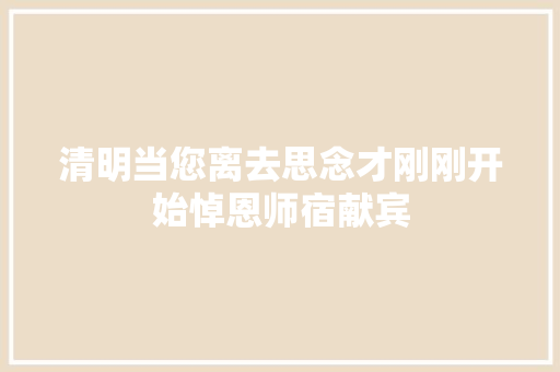 清明当您离去思念才刚刚开始悼恩师宿献宾