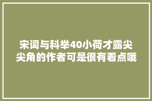 宋词与科举40小荷才露尖尖角的作者可是很有看点哦 宋词与科举40小荷才露尖尖角的作者可是很有看点哦