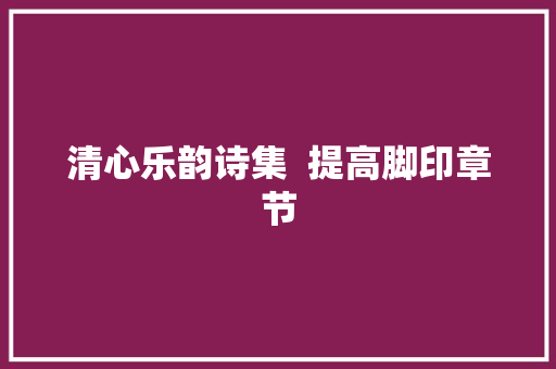 清心乐韵诗集  提高脚印章节 清心乐韵诗集  提高脚印章节