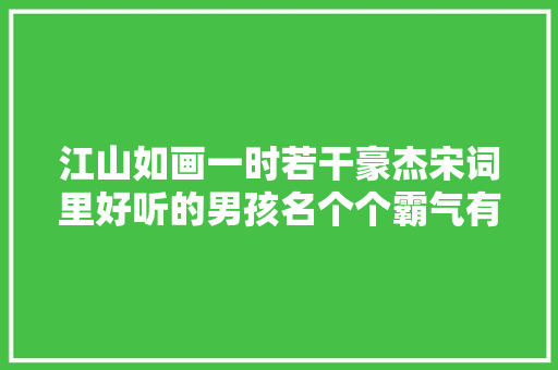 江山如画一时若干豪杰宋词里好听的男孩名个个霸气有诗意