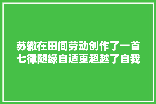 苏辙在田间劳动创作了一首七律随缘自适更超越了自我