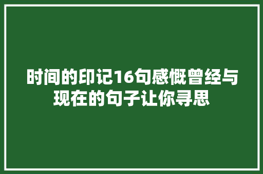 时间的印记16句感慨曾经与现在的句子让你寻思