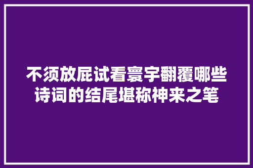 不须放屁试看寰宇翻覆哪些诗词的结尾堪称神来之笔