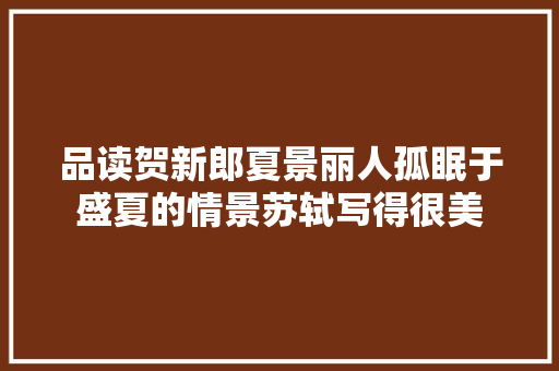 品读贺新郎夏景丽人孤眠于盛夏的情景苏轼写得很美