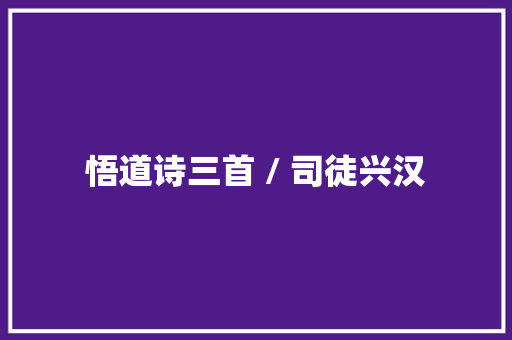 悟道诗三首 / 司徒兴汉 悟道诗三首 / 司徒兴汉