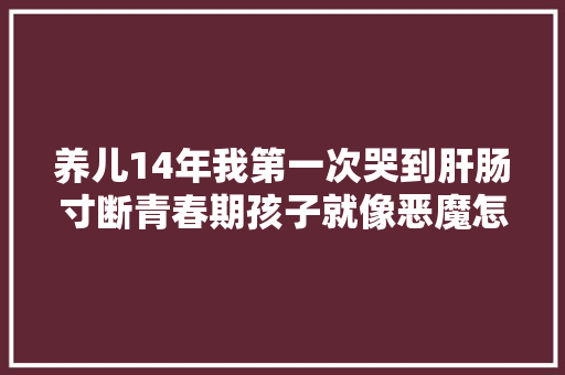 养儿14年我第一次哭到肝肠寸断青春期孩子就像恶魔怎么教