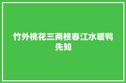 竹外桃花三两枝春江水暖鸭先知