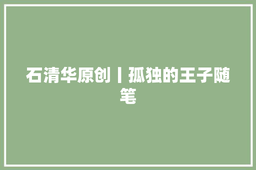 石清华原创丨孤独的王子随笔
