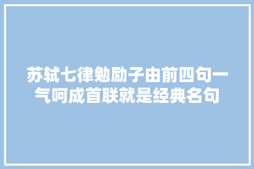 苏轼七律勉励子由前四句一气呵成首联就是经典名句